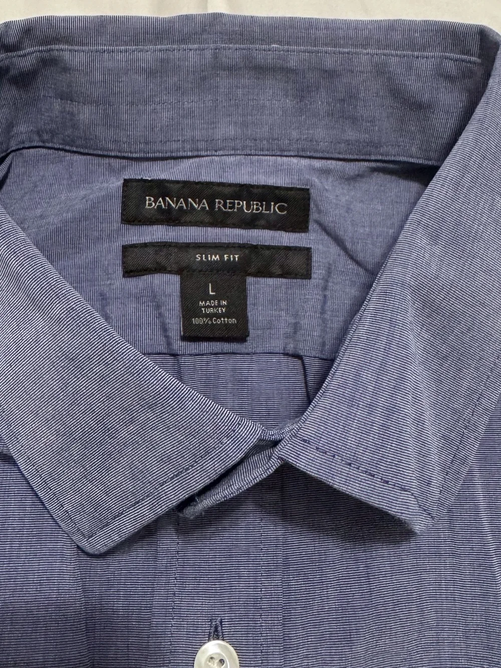 Banana Republic Poplin Slim Fit Long Sleeve Dress Shirt Navy 100% Cotton Large